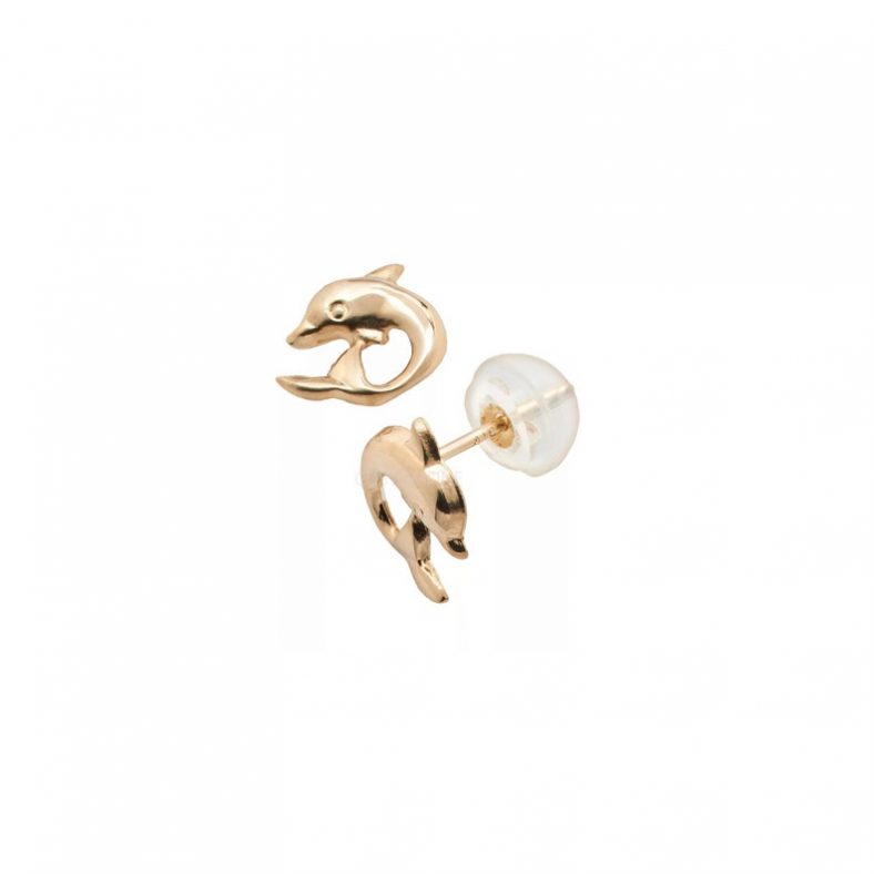 14k Gold Dolphin Stud Earrings 14k Gold Dolphin Earring, Dolphin Stud Gold Earring, 14k Gold Stud, Women's Gold Stud Earring