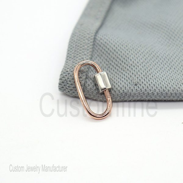 Two Tone Sterling Silver Carabiner Lock Jewelry, Carabiner Screw Lock Jewelry