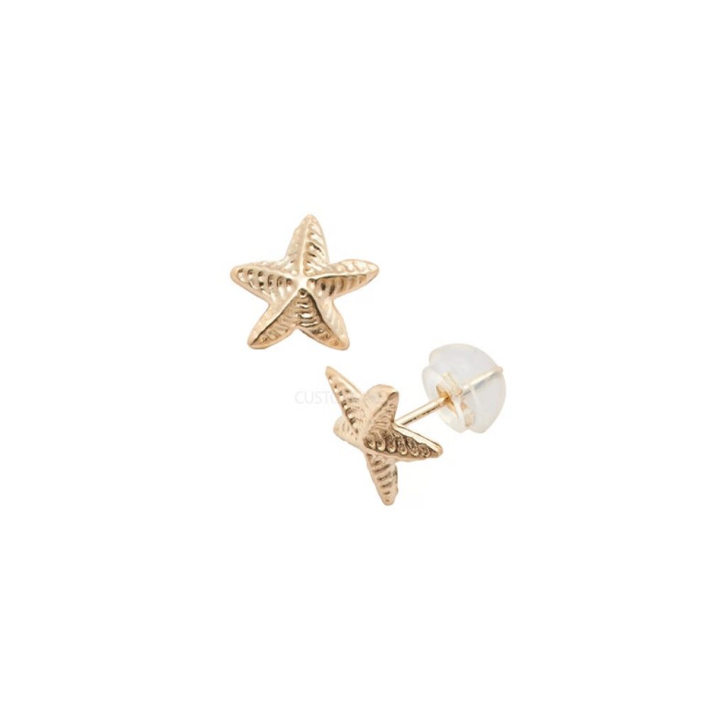 14k Gold Starfish Stud Earrings 14k Gold Starfish Earring, Starfish Stud Gold Earring, 14k Gold Stud, Women's Gold Stud Earring