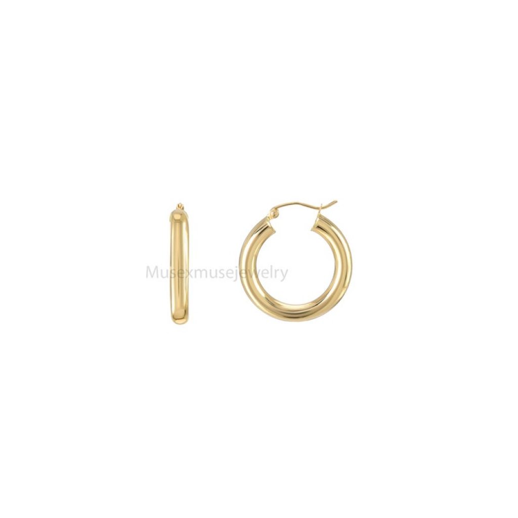 14K Gold Thick Hoop Earrings, 14k Gold Hoop, 14K Gold Earrings, 14K Gold Huggi, 14K Gold Jewelry, 14k Gold Huggies