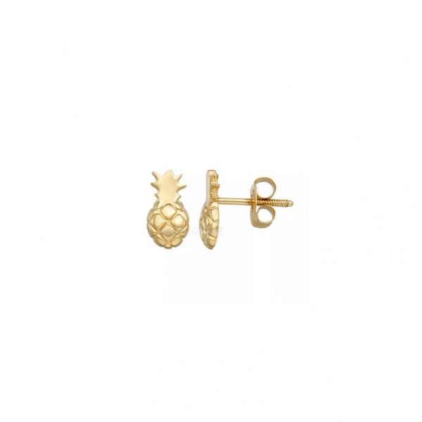 14k Gold Pineapple Stud Earring 14k Gold Pineapple Earring, Pineapple Studs Gold Earrings, 14k Gold Stud, Women's Gold Stud Earrings