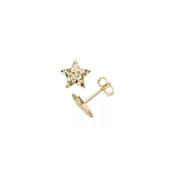 14k Gold Textured Star Stud Earrings 14k Gold Textured Star Earring, Textured Star Gold Earrings, 14k Gold Stud, Women's Gold Stud Earrings