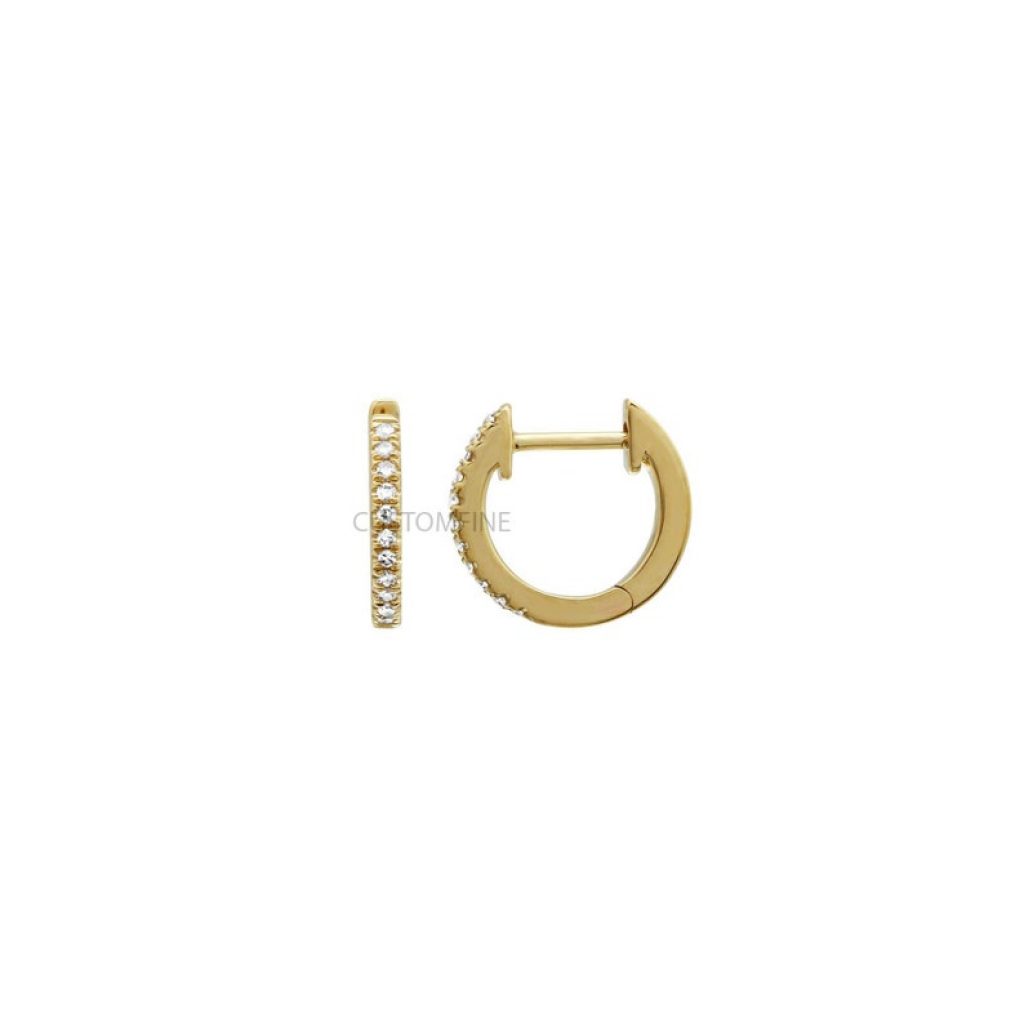 Small Diamond Huggies, 14k Gold Diamond Huggies Earrings, 14k Gold Earrings Jewelry