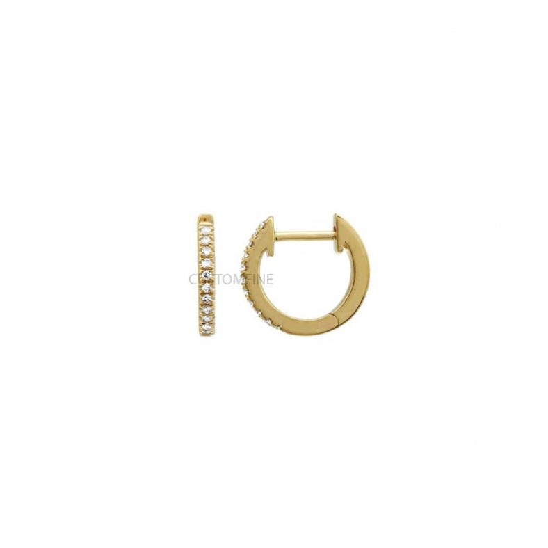 Small Diamond Huggies, 14k Gold Diamond Huggies Earrings, 14k Gold Earrings Jewelry