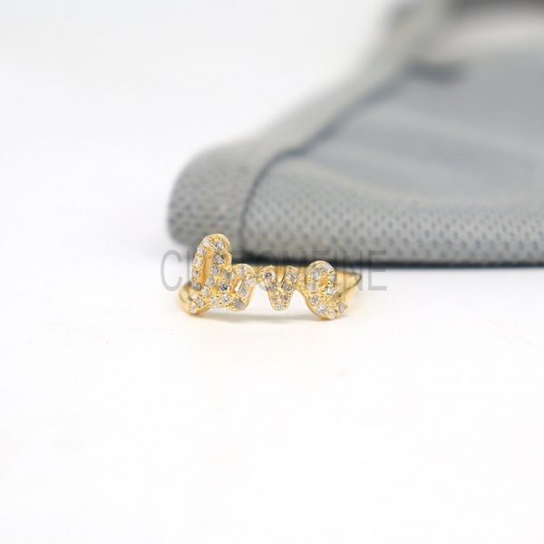 14k Gold Love Diamond Ring,14k Gold Love Alphabet Diamond Ring, Gold Diamond Ring, Love Diamond Ring, Engagement Ring, Handmade gold jewelry