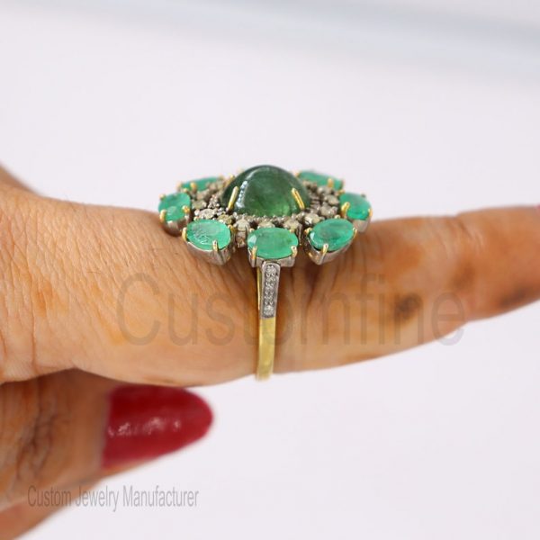 Christmas Gift!! 925 Sterling Silver Green onyx Ring Jewelry, Pave Diamond Finger Ring, Green Onyx silver Ring, Emerald Silver Ring