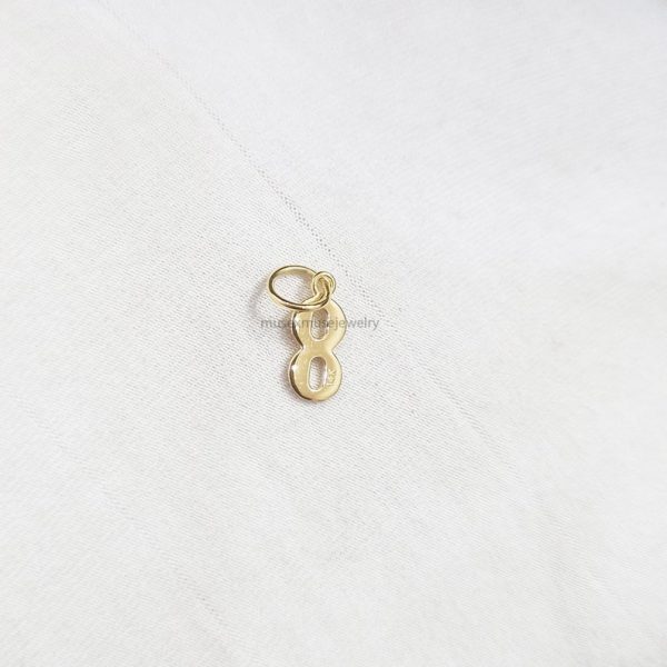 14k Yellow Gold Numeric Letters Charms, Gold Initial Numeric Charms, 14k Gold Charms, 14k Gold Eight Shape Numeric Number Charm