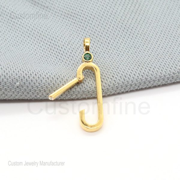 925 Silver Connector Lock, Emerald Charm Holder, Connector Push Lock, Jewelry Enhancer Lock, Handmade Charm Holder Jewelry