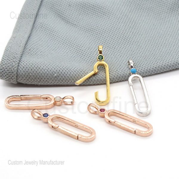 925 Silver Connector Lock, Emerald Charm Holder, Connector Push Lock, Jewelry Enhancer Lock, Handmade Charm Holder Jewelry