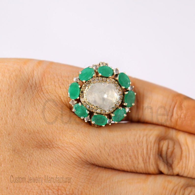 Christmas Gift!! 925 Sterling Silver Opal Ring Jewelry, Diamond Finger Ring, Emerald Silver Ring, Opal Ring, Emerald Women's Ring