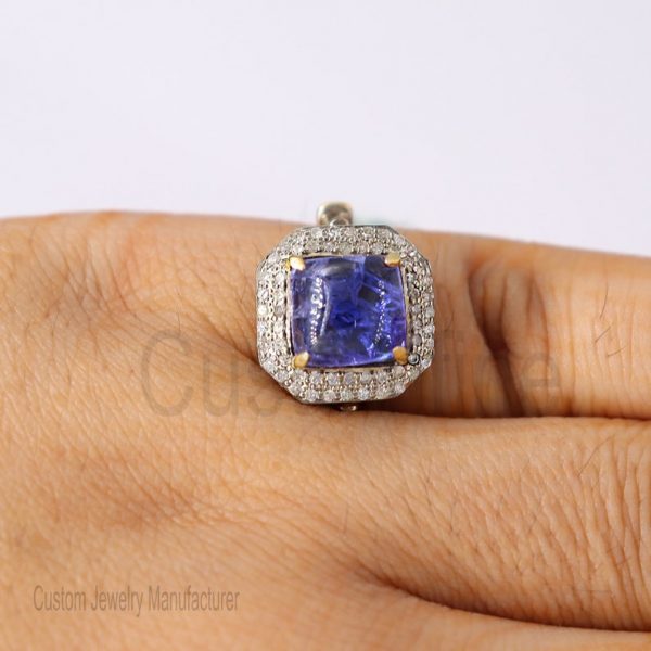 Christmas Gift!! 925 Sterling Silver Tanzanite Ring Jewelry, Diamond Finger Ring, Tanzanite silver Ring, Women's Tanzanite Ring