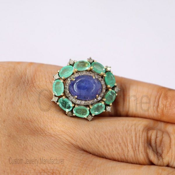 Christmas Gift!! 925 Sterling Silver Tanzanite Ring Jewelry, Diamond Finger Ring, Tanzanite silver Ring, Emerald Ring, Women's Ring