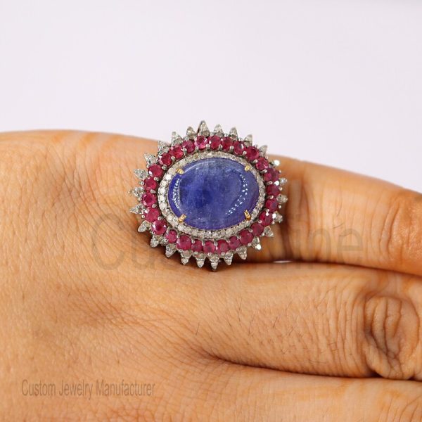 Christmas Gift!! 925 Sterling Silver Tanzanite Ring Jewelry, Diamond Finger Ring, Tanzanite silver Ring, Silver Ruby Ring, Women's Ring