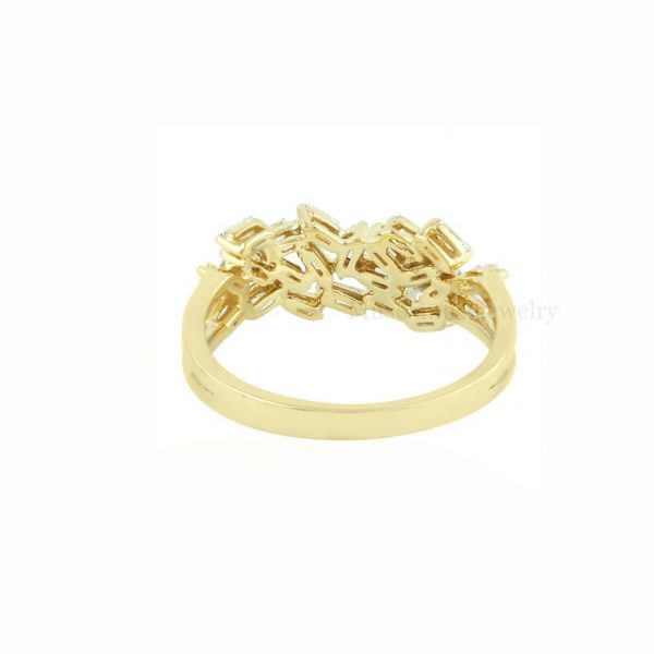 18k Yellow Gold Wedding Band Ring Baguette Diamond Fine Jewelry, Baguette Gold Ring, 18k Gold Ring