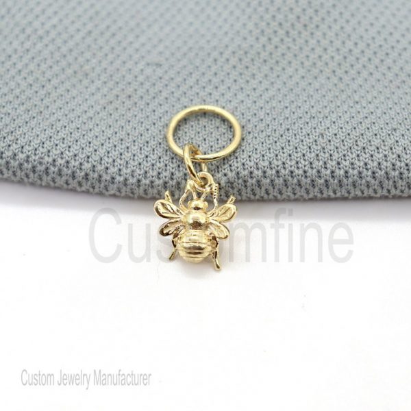 Sterling Silver Bee Pendant, Bee Charms Pendant Jewelry, Silver Bee Pendant, Gold Bee Charms