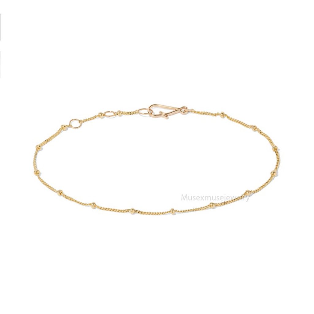 14ct Gold Saturn Bracelet Chain Jewelry, 14k Gold Handmade Designer Chain Bracelet Jewelry For women's