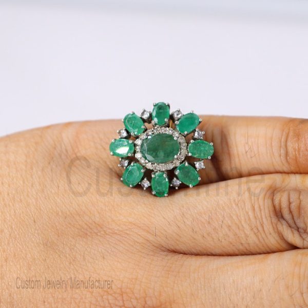 Christmas Gift!! 925 Sterling Silver Emerald Ring Jewelry, Diamond Finger Ring, Silver Ring, Emerald Ring, Women's Ring