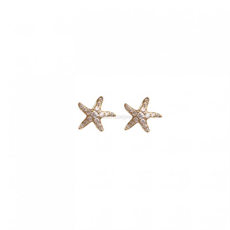 Love Diamonds 18ct Gold Diamond Starfish Studs, Women's Starfish Stud Earrings, 18k Gold Diamond Starfish Stud