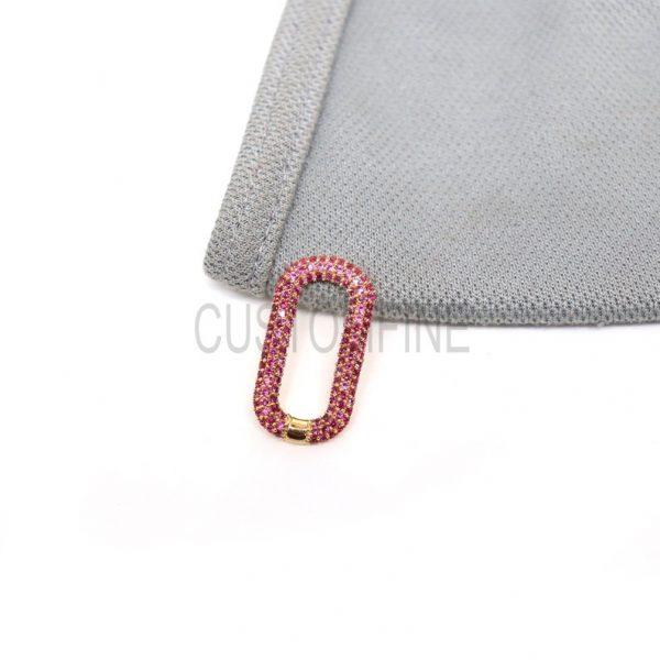 Pink Sapphire Sterling Silver Handmade Charm Holder, Necklace Charm Holders, Silver Gemstone Charm Holder