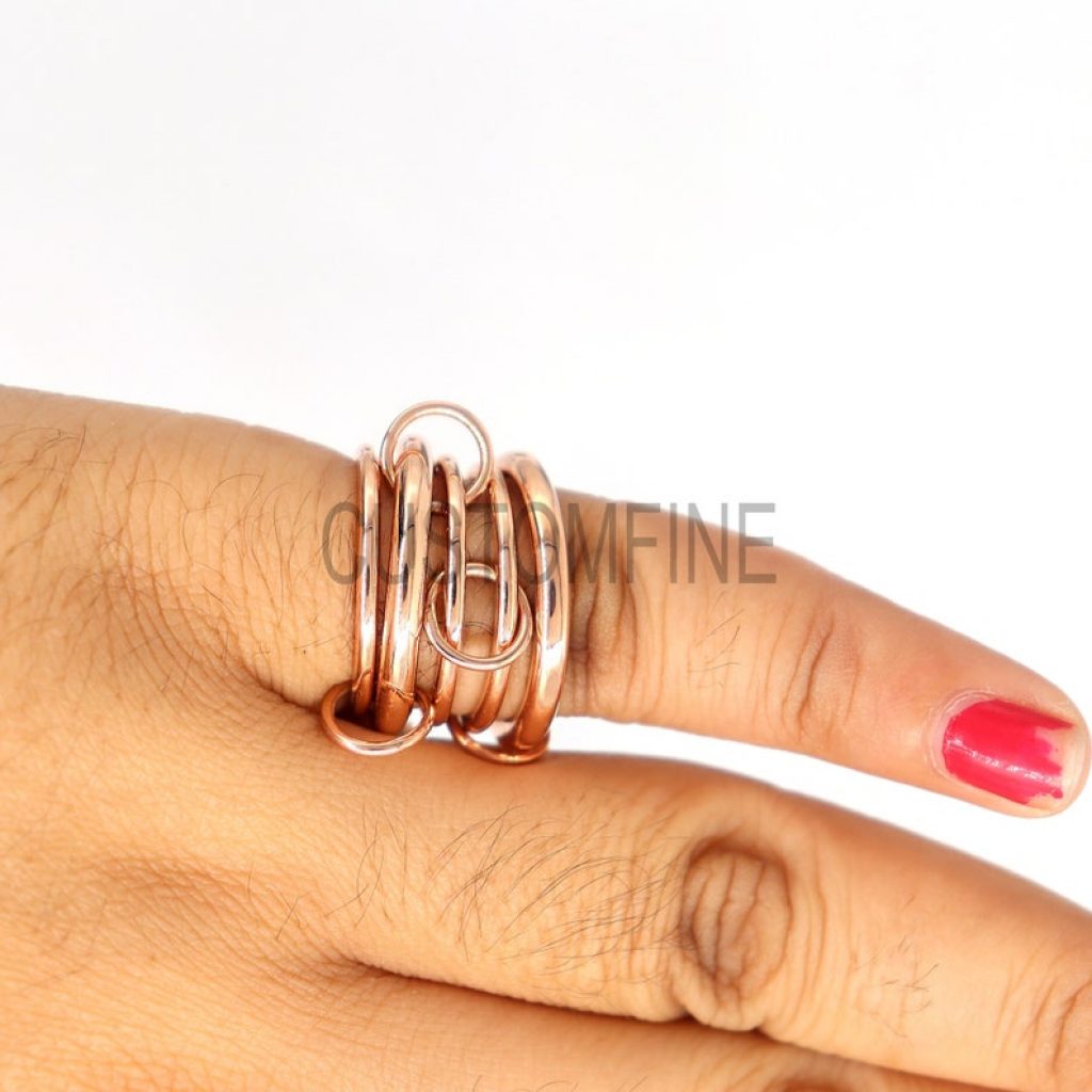 925 Sterling Silver Connector Band Ring Jewelry, Five Finger Connector Ring, Five Connector Band Ring, Link Ring