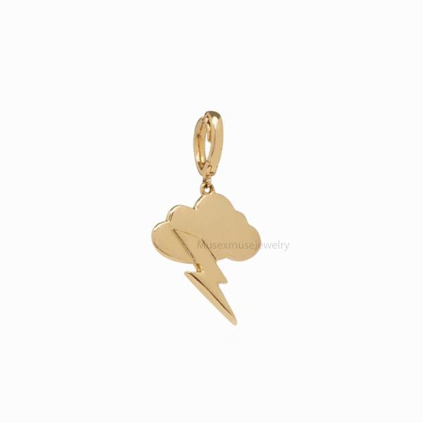 18ct Gold Natural Diamond Lightning Bolt With Cloud Charm Jewelry, 18k Gold Diamond Lightning Bolt With Cloud Charm Jewelry