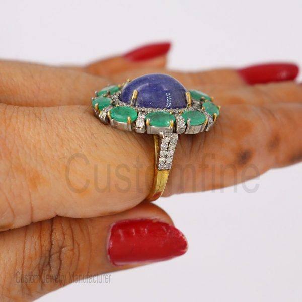 Christmas Gift!! 925 Sterling Silver Tanzanite Ring Jewelry, Diamond Finger Ring, Tanzanite silver Ring, Emerald Ring, Women's Ring