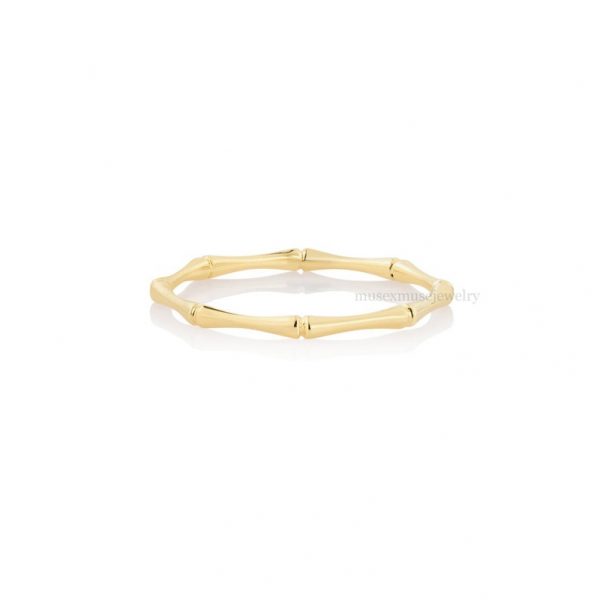 14k Yellow Gold Bamboo Shape Handmade Ring. Bamboo Ring, 14k Gold Ring, 14k Gold Bamboo Ring Jewelry For Women's