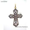Wholesale Handmade Sterling Silver Cross Rose Cut Jewelry, Cross Pendant, Silver Cross Pendant Jewelry For Women's