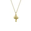 14k Yellow Gold Magic Mushroom Necklace with Diamonds, 14k Gold Designer Mushroom Pendant Jewelry