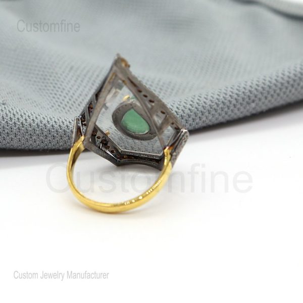 Handmade Pave Diamond Crystal Ring Jewelry, Diamond Engagement Ring, Silver Diamond Ring Jewelry, Pave Diamond Ring