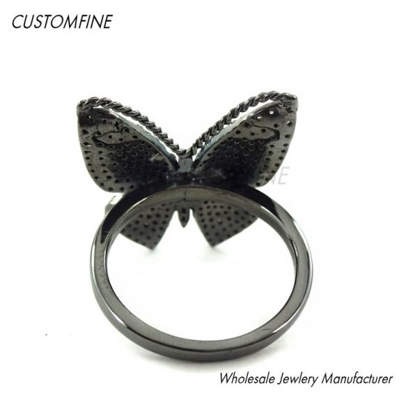 Wholesale Pave Diamond Handmade Sterling Silver Butterfly Ring Jewelry, Pave Diamond Butterfly Ring Jewelry For Women's