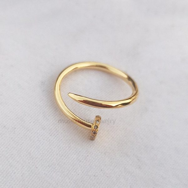 14k Natural Diamond Designer Nail Ring. Diamond Nail Ring, 14k Gold Ring, 14k Diamond Ring Jewelry For Women's