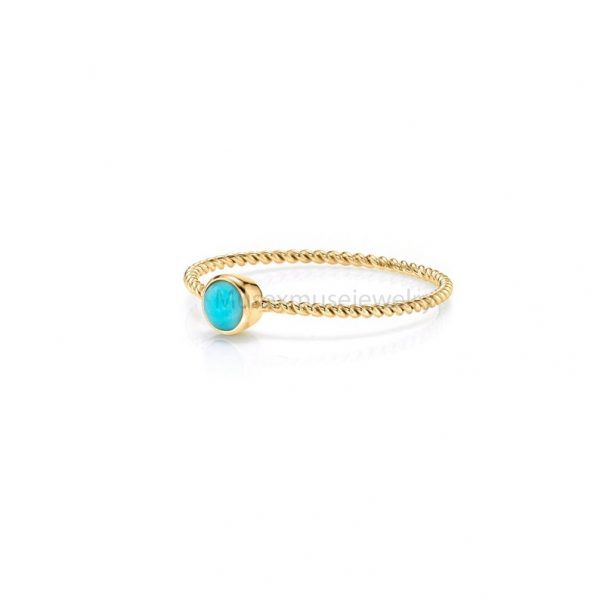 14k Turquoise Designer Band Ring. Twisted Round Band Ring, 14k Gold Ring, 14k Diamond Ring Jewelry For Women's
