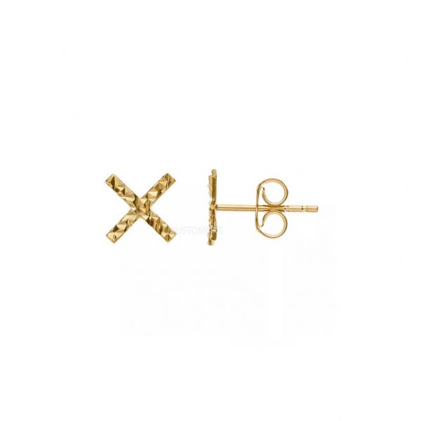 14k Gold "X" Stud Earrings 14k Gold "X" Earring, 14k Gold "X" Gold Studs, 14k "X" Gold Stud, Women's Gold Stud Earring
