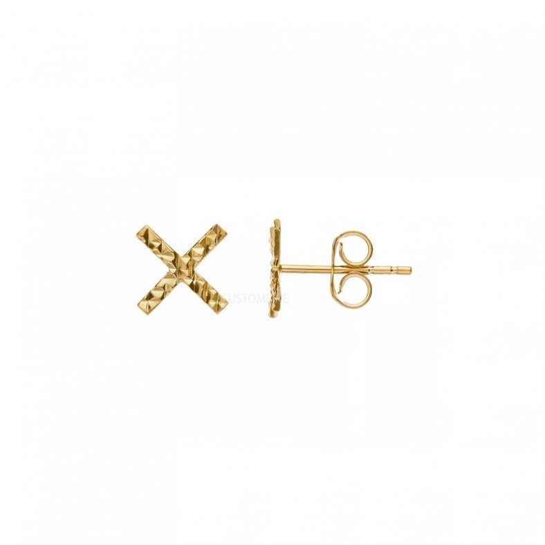 14k Gold "X" Stud Earrings 14k Gold "X" Earring, 14k Gold "X" Gold Studs, 14k "X" Gold Stud, Women's Gold Stud Earring