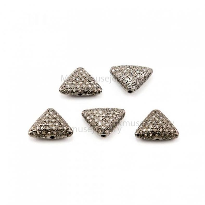 Pave Diamond Handmade 925 Sterling Silver Beads Findings Jewelry, Diamond Beads Findings Jewelry
