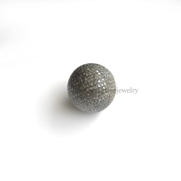 Round Bead Antique Style Round Ball Finding Oxidized Bead 925 Sterling Silver Beads Pave Diamond Beads Ball Bead Jewelry