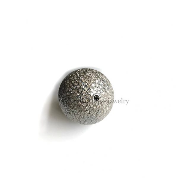 Round Bead Antique Style Round Ball Finding Oxidized Bead 925 Sterling Silver Beads Pave Diamond Beads Ball Bead Jewelry