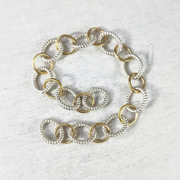 Twisted Bracelet Lock, 925 Silver oval Link Bracelet, Handmade Designer Link Bracelet, Vintage Gold Link Bracelet, Women Twisted Bracelets