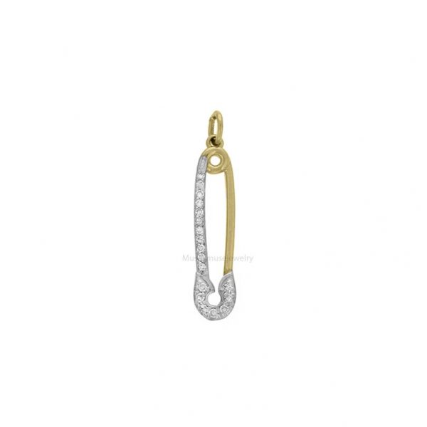 14k Gold Diamond Safety Pin Pendant, Gold Safety Pin, Gold Pendant, 14k Gold Safety Pin Jewelry, 14k Gold Charm Pendant Jewelry