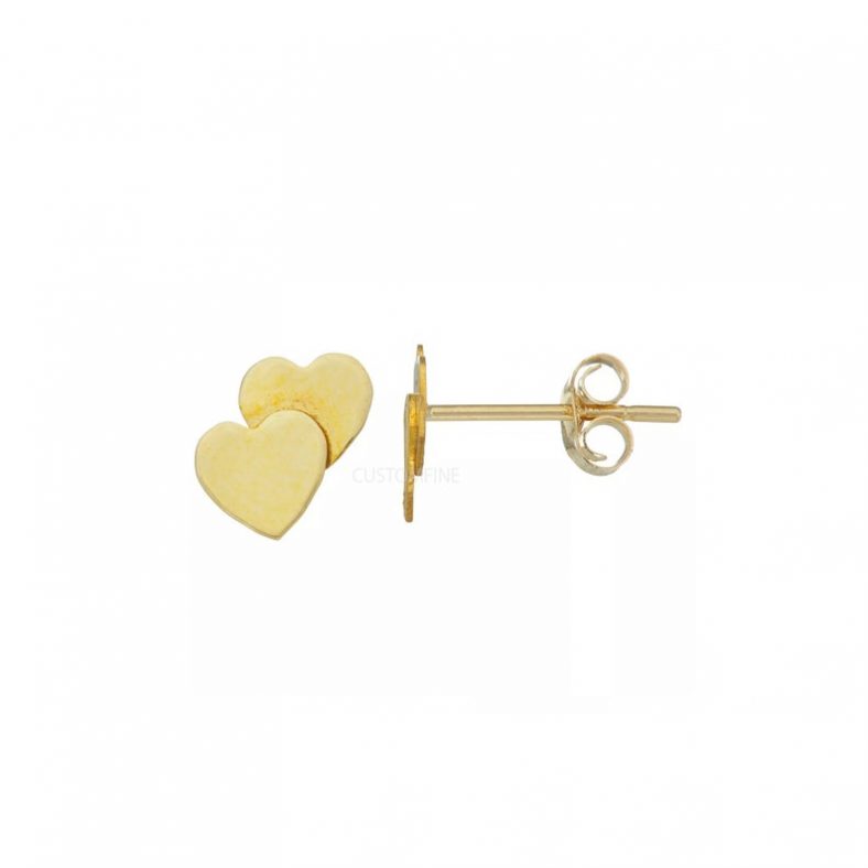 10k Gold Double Heart Stud Earrings 10k Gold Double Star Stud Earring, Double Star Gold Studs, 10k Gold Stud, Women's Gold Stud Earring