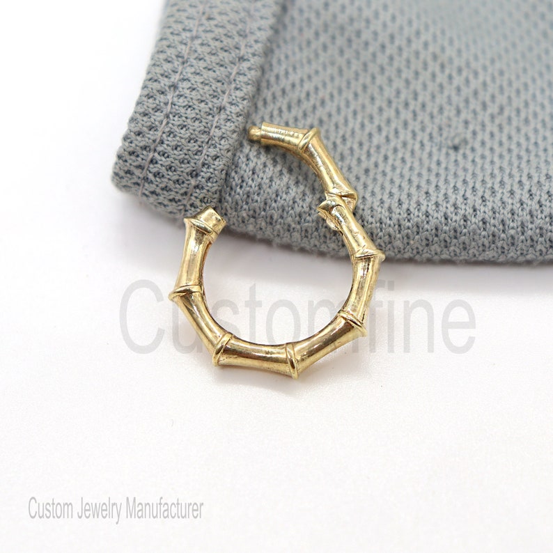Bamboo Shape Silver Enhancer Charm Lock, Enhancer Charm Lock, Gold Charm Holder, Charm Holder Necklace, Sterling Silver Round Lock