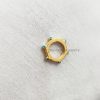 14k Yellow Gold Turquoise Round Enhancer Lock, Charm Holder, Gold Clicker Ring Lock, Enhancer link lock, Turquoise Lock Jewelry
