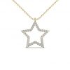 14K REAL Diamond Open Star Necklace, Real Solid Gold Micropave Natural Genuine Diamond Minimalist Dainty Star Charm Pendant Chain Necklace