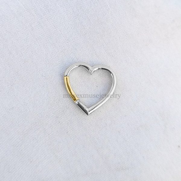 Two Tone Plating Heart Charm Holder Lock, Handmade 925 Silver Heart Enhancer, Charms Holder, Heart Link Lock, Silver Enhancer, Connector