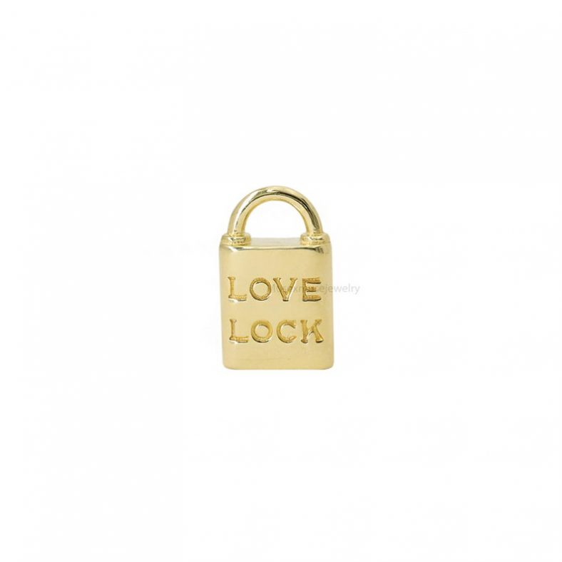 925 Sterling Silver Love Lock Engraved Charm Pendant, Love Engraved Lock Charm Pendant Jewelry Valentine Gift for Women