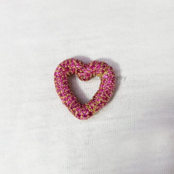 Ruby Heart Enhancer Lock, Ruby Gemstone Charm Holder, Heart Charm Holder, Sterling Silver Natural Connector Heart Pendant Jewelry