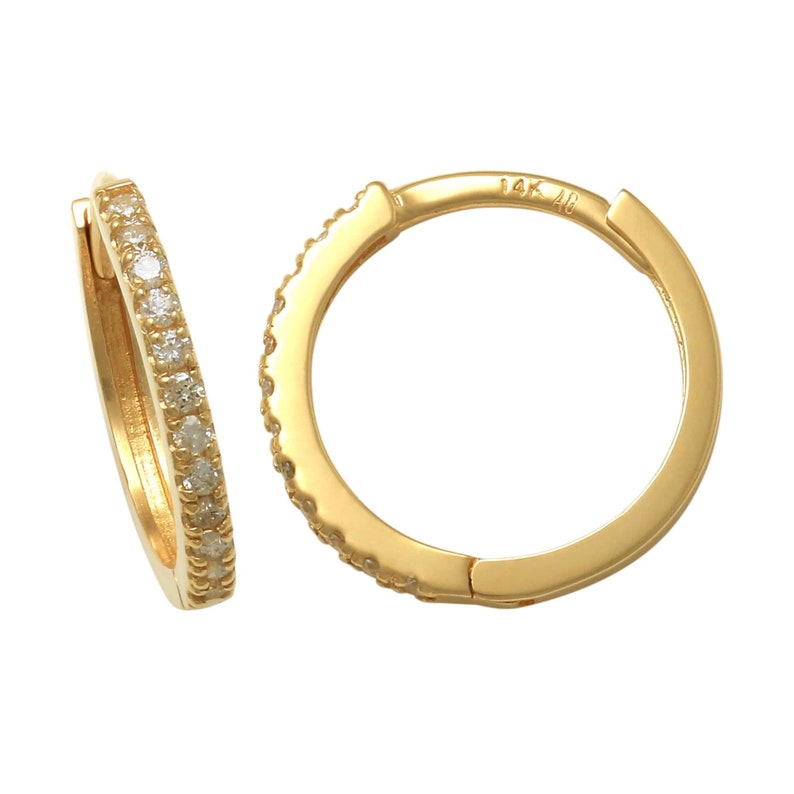 14K REAL Solid Gold Diamond Hoop Earring Cartilage Daith Helix Tragus Conch Rook Snug Hinge Huggie Hoop Ear Clicker Ring Piercing Jewelry
