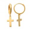 14K REAL Solid Gold Cross Huggie Hoop Earrings Dainty Minimalist Gold Cross Charm Pendant Dangle Drop Huggie Hoop Earring Religious Jewelry