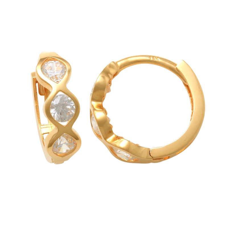 14K REAL Solid Gold Diamond CZ Hoop Earring Cartilage Daith Helix Tragus Conch Rook Snug Hinge Huggie Hoop Ear Clicker Ring Piercing Jewelry